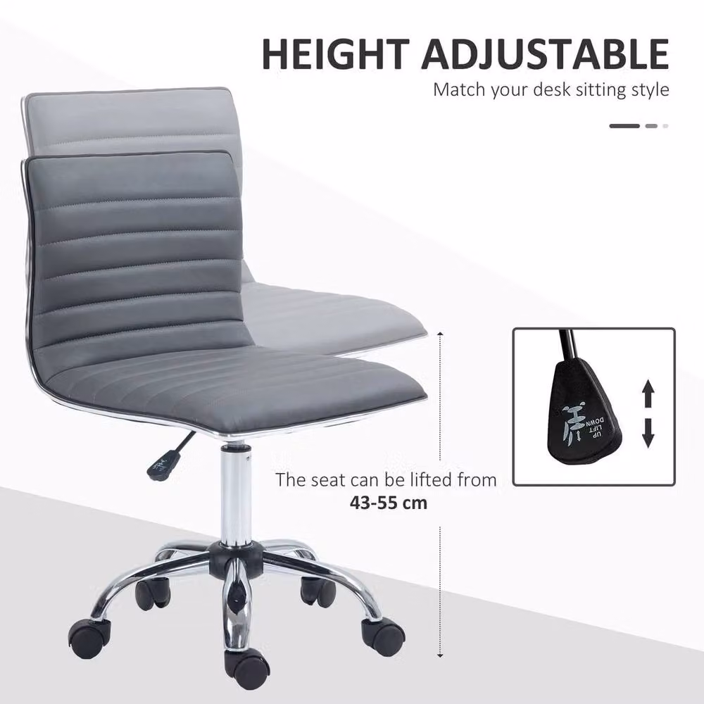 Kelvenix Ergonomic Executive Office Chair in Grey Synthetic Leather with 360 Degree Swivel and Castors – 2