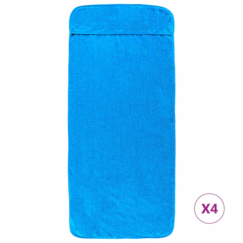 Berkfield Home 4-Piece Turquoise and Black Quick-Drying Fluffy Beach Towel Set, 400 GSM, W: 60 cm, L: 135 cm – 1