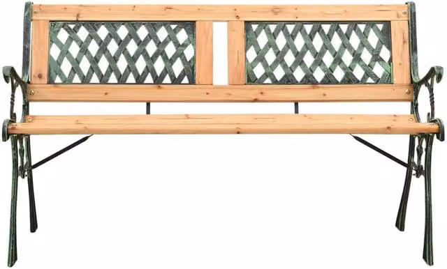 Berkfield Home Vintage Garden Bench in Green, Cast Iron and Solid Firwood, Width: 122 cm – 1