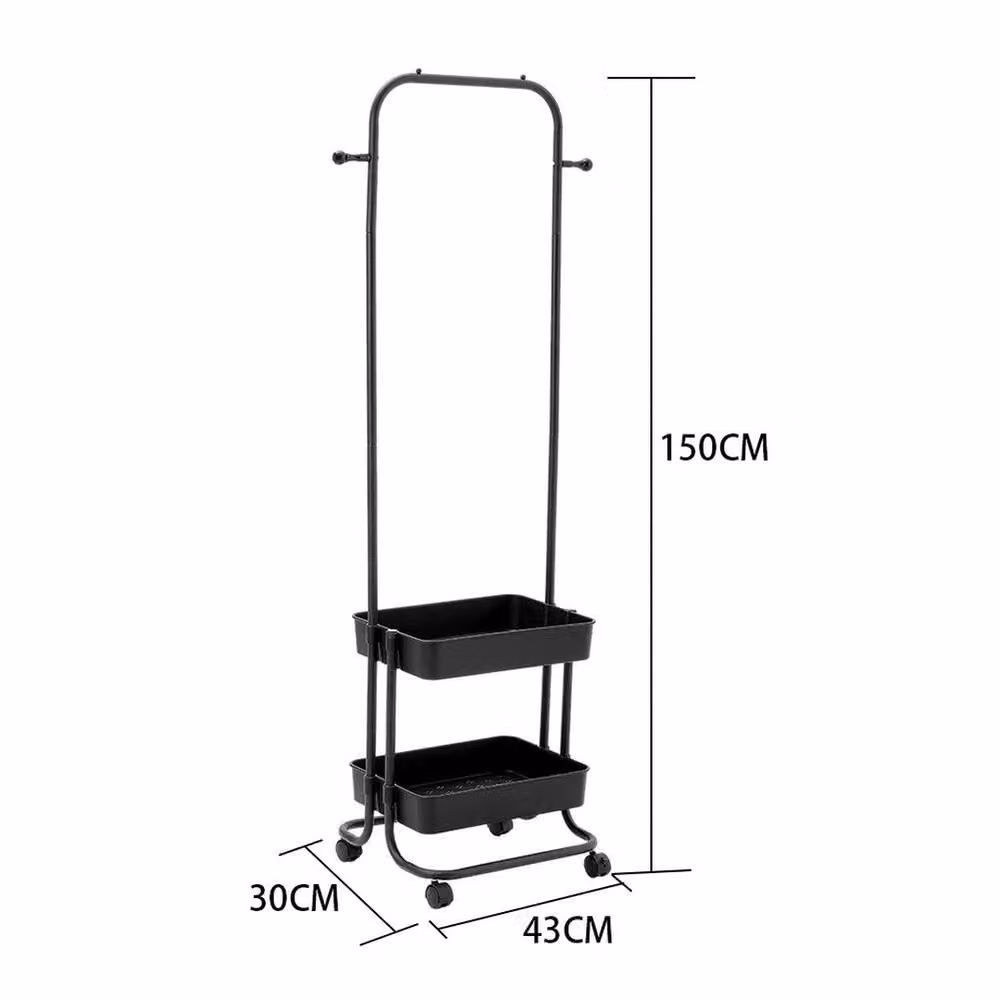 EONLION Heavy Duty Metal Clothes Rail in Matt Black, Width: 50 cm – 2
