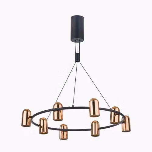 Ruma Modern Metal 8 Light LED Pendant Ceiling Light in Black and Gold/Brass – 2