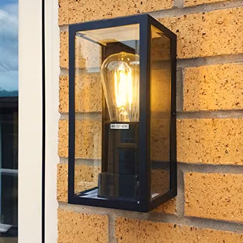 Harper Living Matte Black Stainless Steel Outdoor Wall Lantern, IP54 Waterproof, E27 LED Compatible – 7