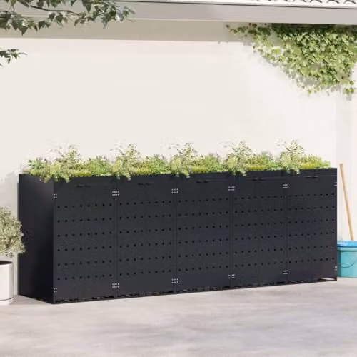 vidaXL Wheelie Bin Storage for 5 Bins, Black, W/D/H: 340 x 77.5 x 121.5 cm – 2