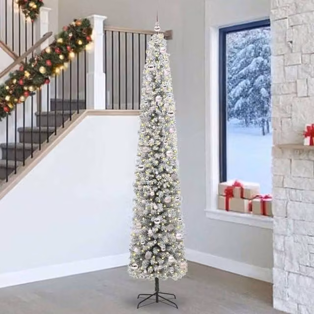 Berkfield Home Artificial Green Christmas Tree with 300 Warm White LEDs and Stand, Height: 270 cm