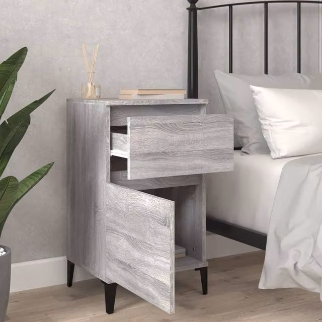 Berkfield Home Elegant Bedside Cabinet in Grey Sonoma, W/D/H: 40 x 35 x 70 cm