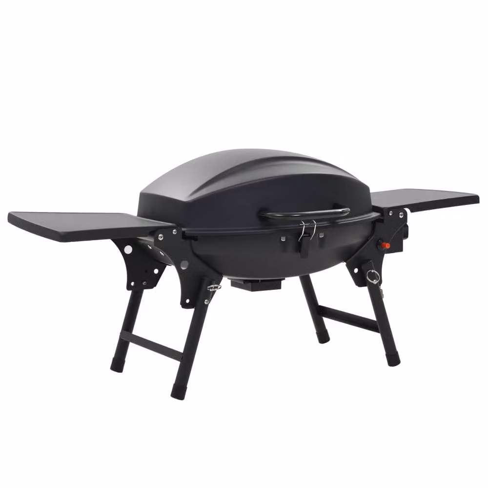 Berkfield Home Portable Tabletop Gas BBQ Grill with Cooking Zone, Black Enamelled Steel – 2