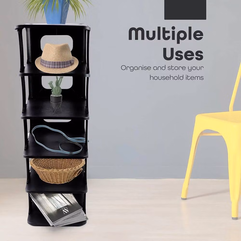 Kelvenix 5 Tier Vertical Black Shoe Rack with Adjustable Shelves – 5