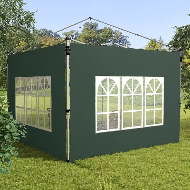 Outsunny Set of 2 Green Oxford Cloth Side Panels for 3x3m or 3x4m Pop Up Gazebos