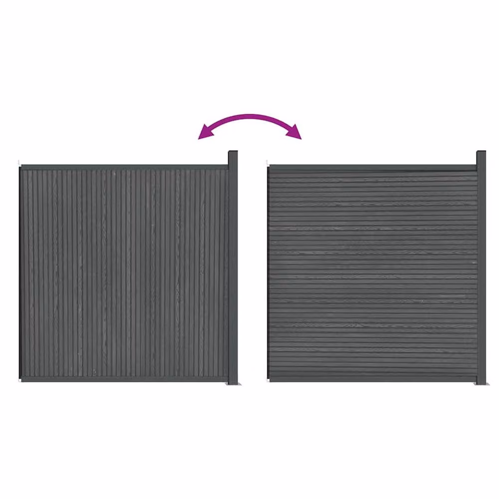 Berkfield Home Grey WPC and Aluminium Opaque In-Ground Fence Panel W: 173 cm, H: 186 cm – 3