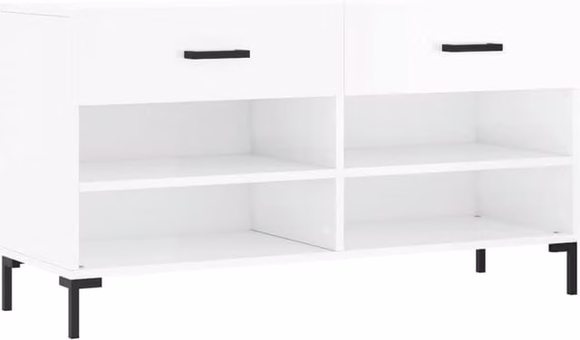 Berkfield Home High Gloss White Shoe Bench W/D/H: 102 x 35 x 55 cm – 1