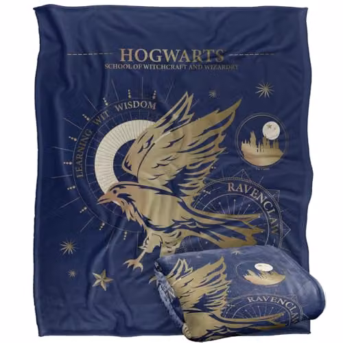 Warner Bros. Harry Potter Ravenclaw Learning, Wit, Wisdom Super Soft Fleece Throw Blanket, Multicolour, W/D/H: 152 x 127 cm