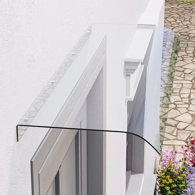 Breeins Transparent PET Window and Door Awning Canopy, White, W: 100 cm, H: 40 cm, D: 40 cm