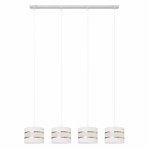 Netlighting Helen Straight Bar Pendant Ceiling Light in White and Gold