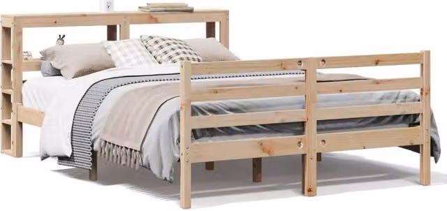 Berkfield Home Rustic Solid Wood Pine Bed Frame in Beige, W/D/H: 160 x 200 cm