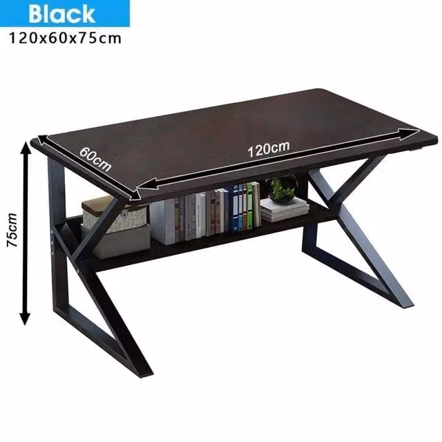 FLAVORA Black K-Shaped Heavy Duty Gaming Desk – 1
