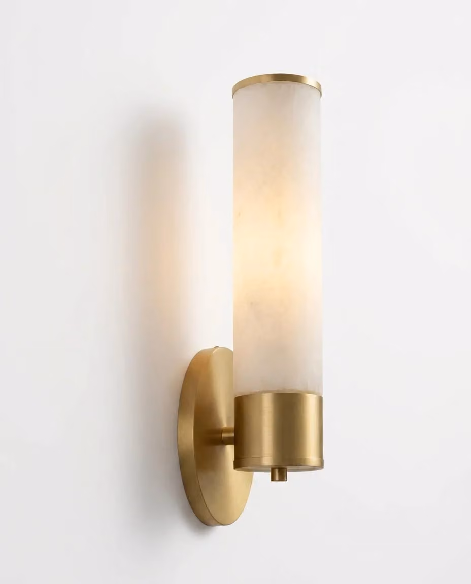 Araco Lumière Frozen Beam Alabaster Wall Light in White and Gold/Brass