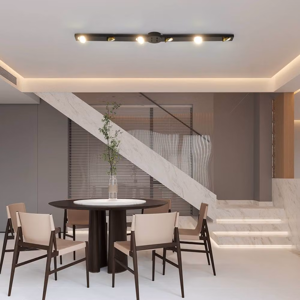 NIVOR Modern Dimmable LED Ceiling Light, 30W Black and Gold/Brass Metal Lamp with Remote Control and Timer, W: 120 cm – 5