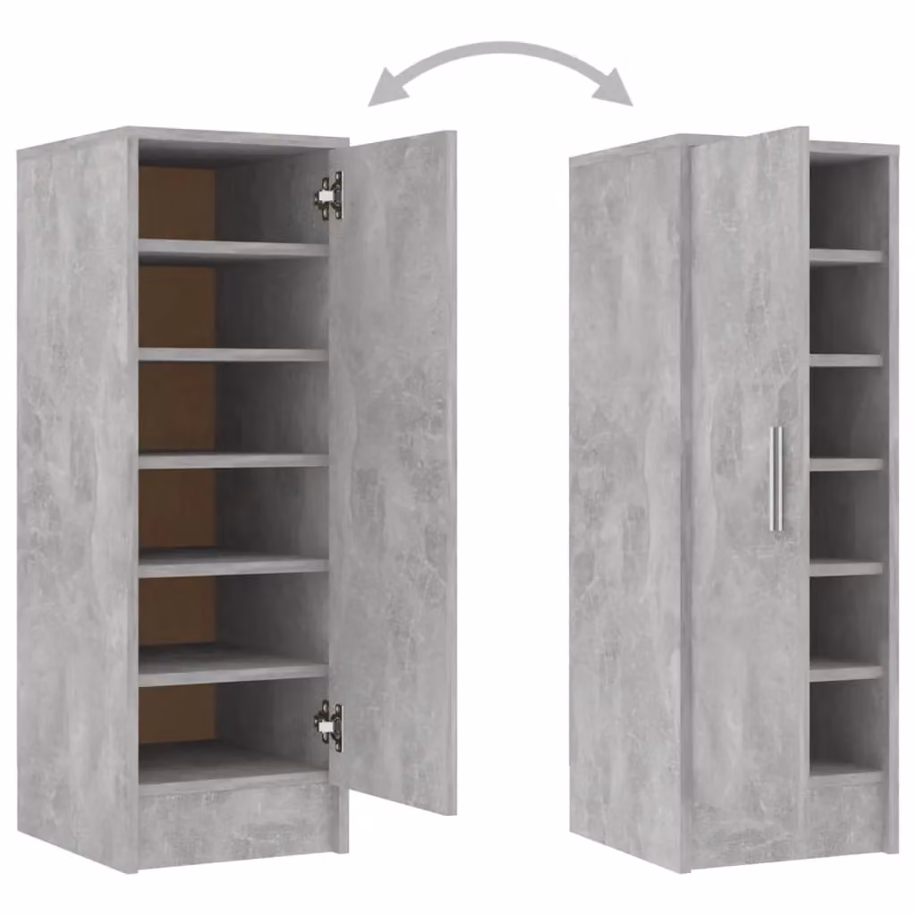 Berkfield Home Modern Shoe Cabinet in Concrete Grey, W/D/H: 32 x 35 x 92 cm – 3