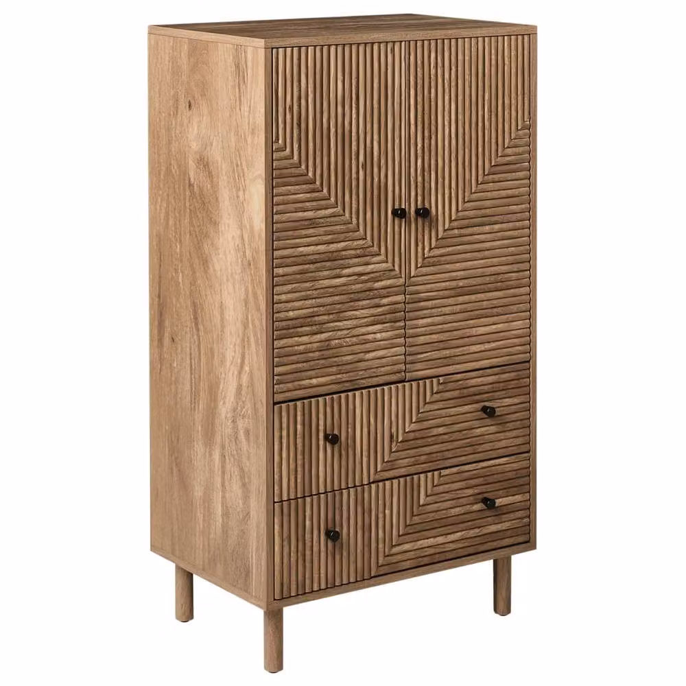 Wyld Haus Modern Highboard in Brown with Pine Legs, Two Drawers and Cupboards – 2