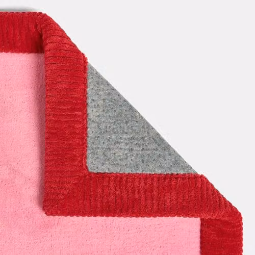 OHS Modern Rectangular Hand Tufted Area Rug with Contrast Border in Pink and Red, W/D: 120 x 170 cm – 4