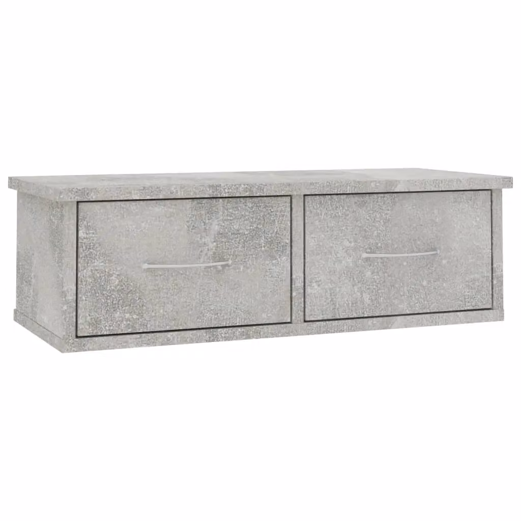 Berkfield Home Wall-mounted Drawer Shelf in Concrete Grey, W: 60 cm, D: 26 cm, H: 18.5 cm – 2