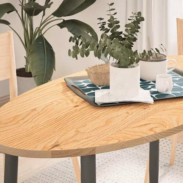 Berkfield Home Solid Oak Oval Table Top, Brown, W: 120 cm, D: 60 cm, H: 2 cm