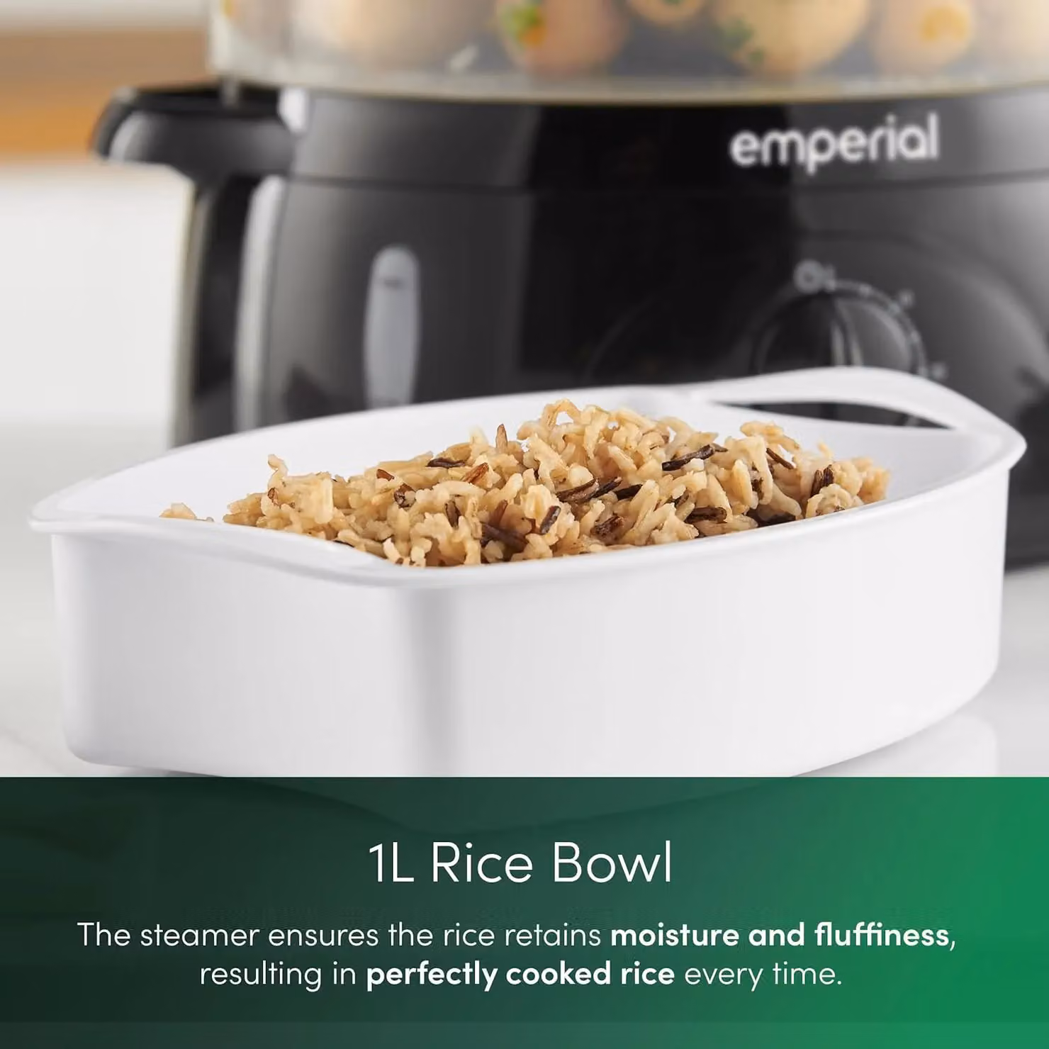 Emperial 3-Tier Electric Food Steamer with Timer and Rice Bowl, 9L, Black – 4