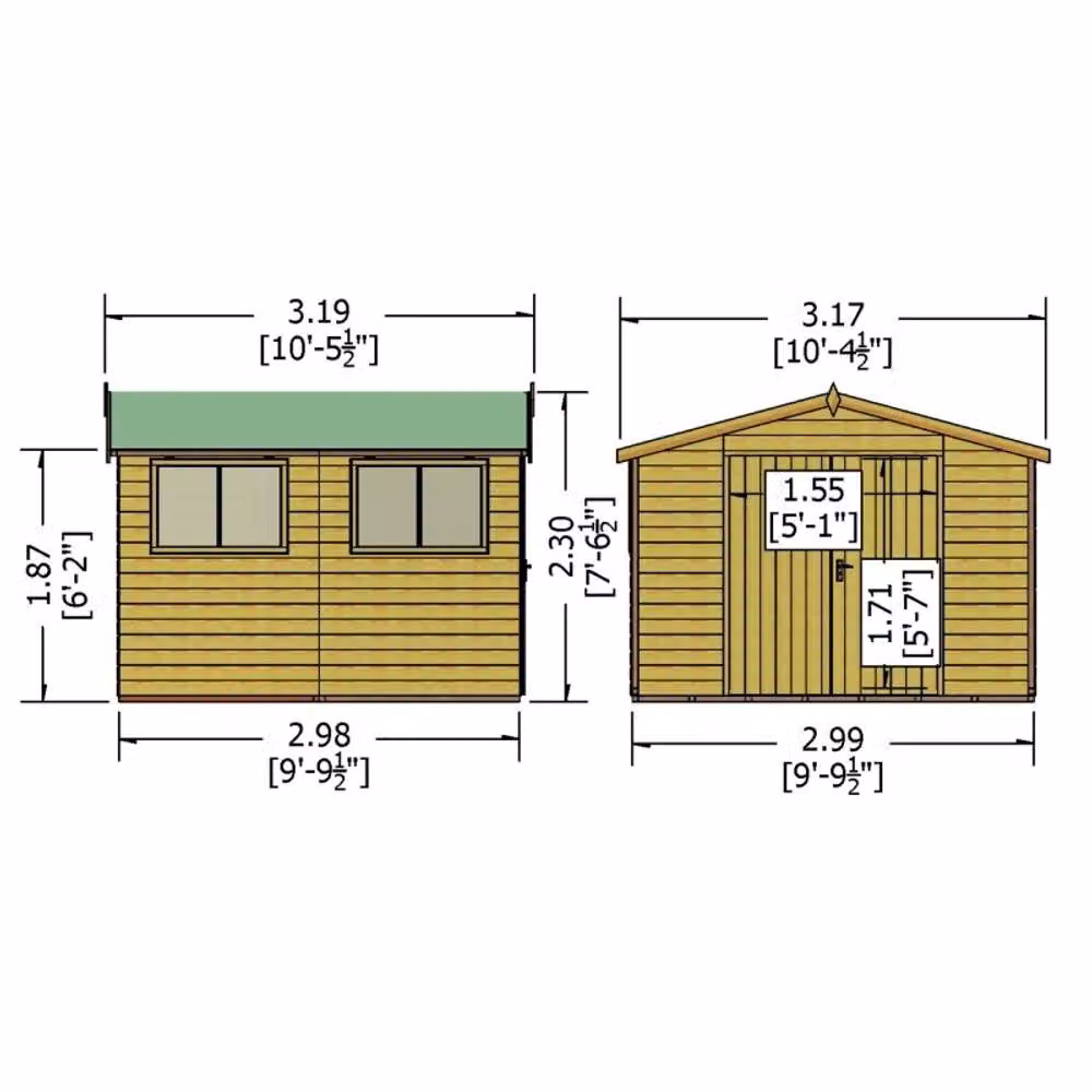 Shires Workspace DD Tongue and Groove Garden Shed Workshop in Brown – 2