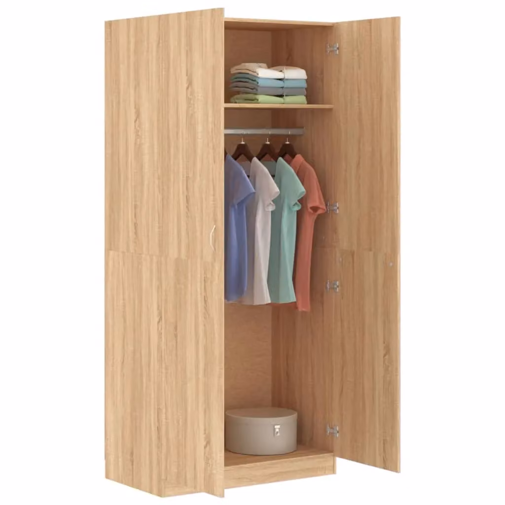 Berkfield Home Sonoma Oak Wardrobe in Brown, W/D/H: 90 x 52 x 200 cm – 2