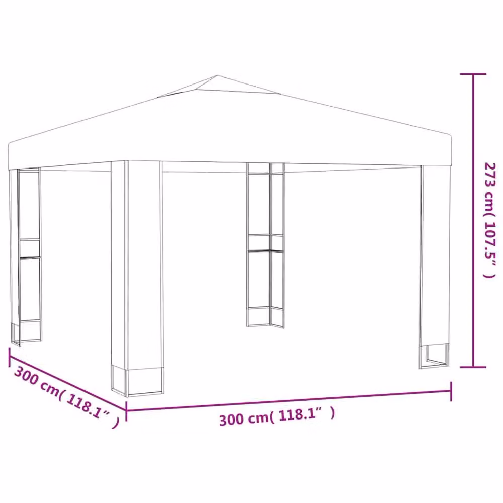 Berkfield Home Double Roof Gazebo in Anthracite, W/D: 300 x 300 cm, H: 273 cm – 4