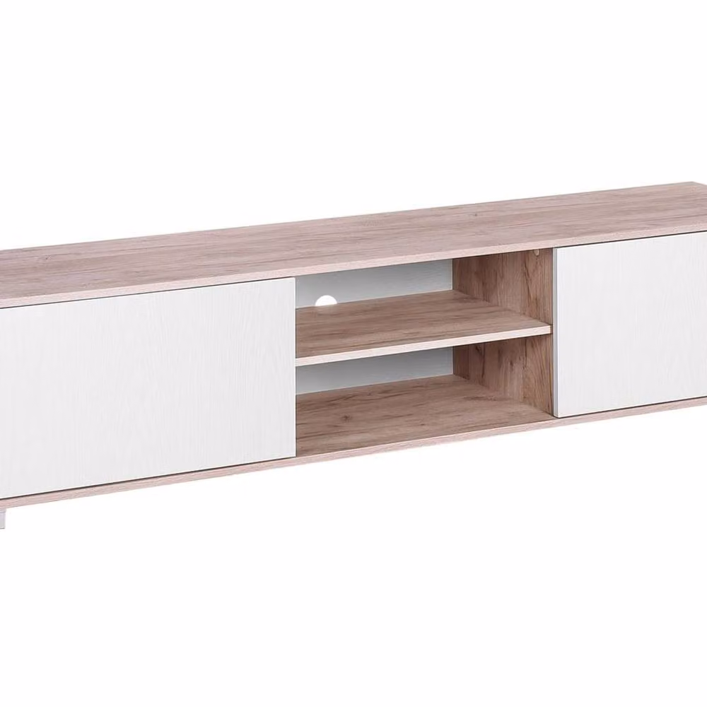 Wyld and Coco Modern TV Stand in Brown and White – 2