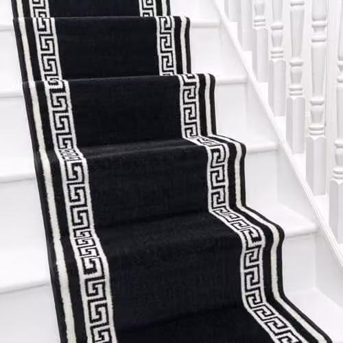 runrug Soft and Durable Stair Runner Carpet in Black, W: 100 cm, L: 720 cm