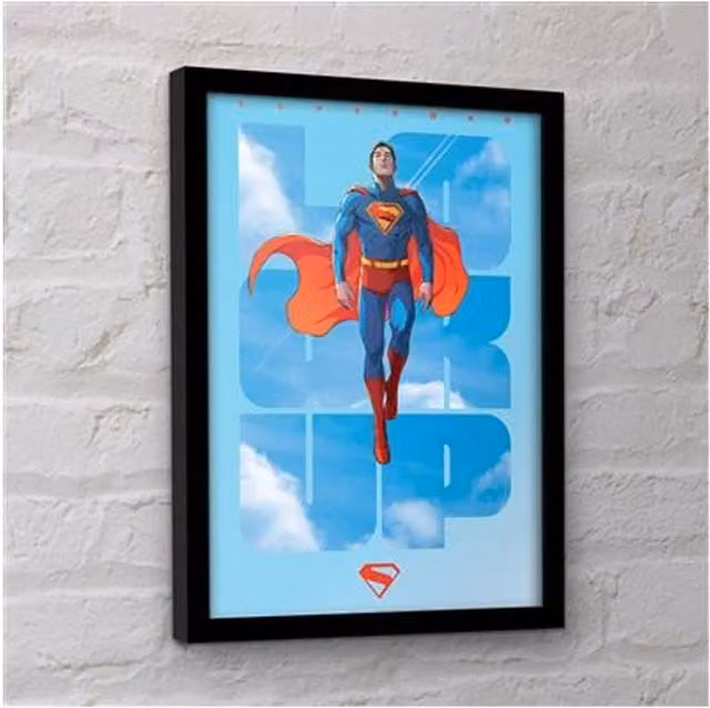 Superman Lookup Multicolour Framed Paper Poster in Black