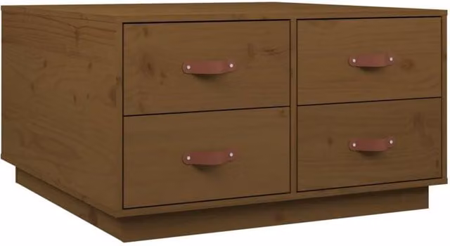 Berkfield Home Honey Brown Solid Wood Pine Coffee Table W/D/H: 80 x 80 x 45 cm