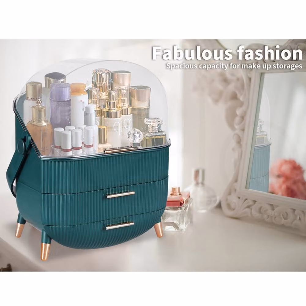 KORVIXA Green Plastic Cosmetic Case Carry Storage Box – 3