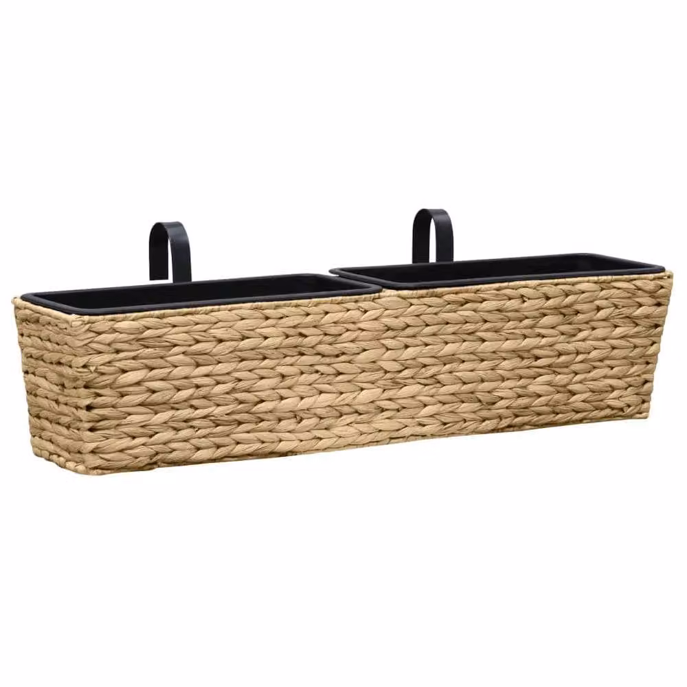 Berkfield Home Garden Brown Water Hyacinth Window Box Planters, 2 Pieces – 2