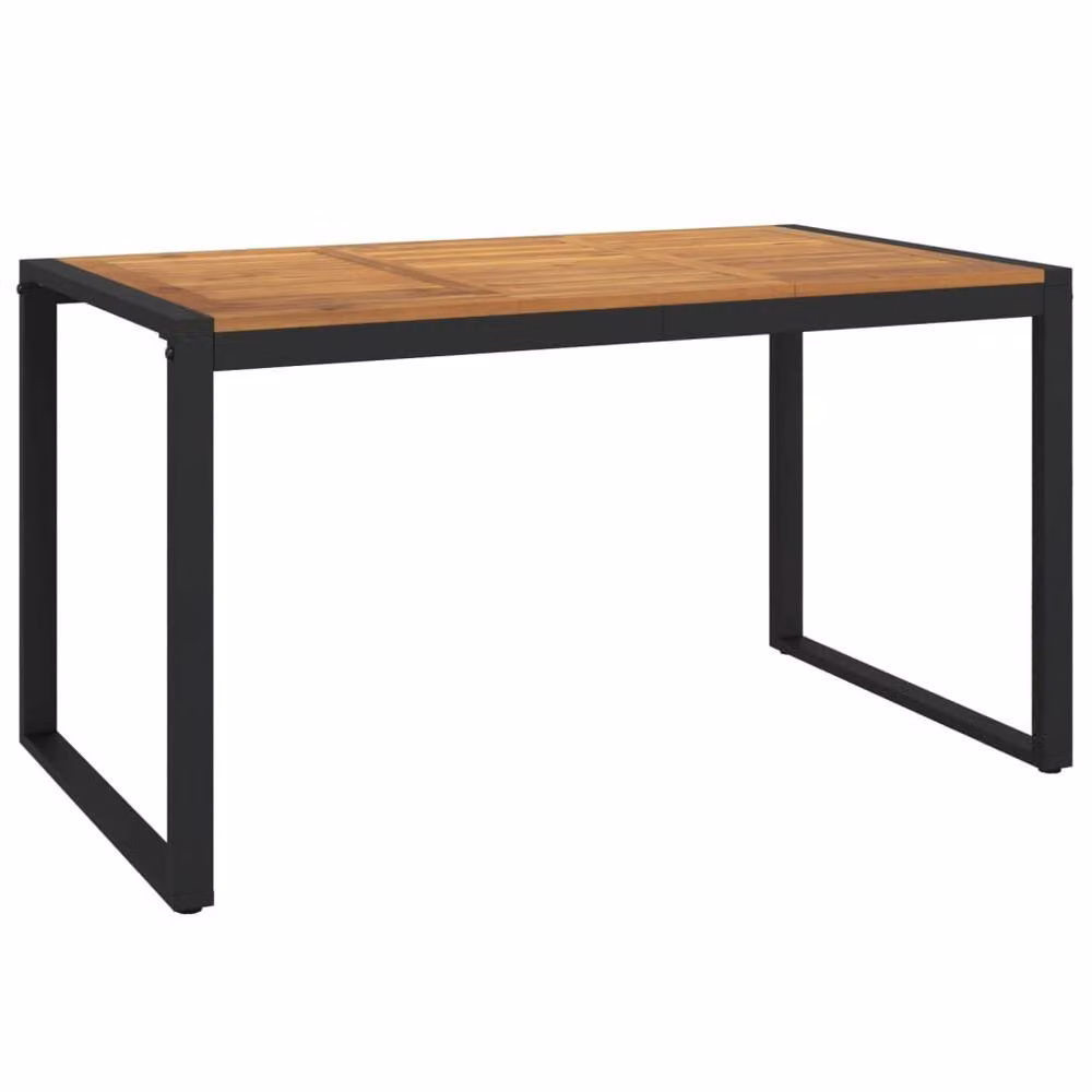 Berkfield Home Brown Acacia Wood Garden Table with U-shaped Legs, W/D/H: 140 x 80 x 75 cm – 3