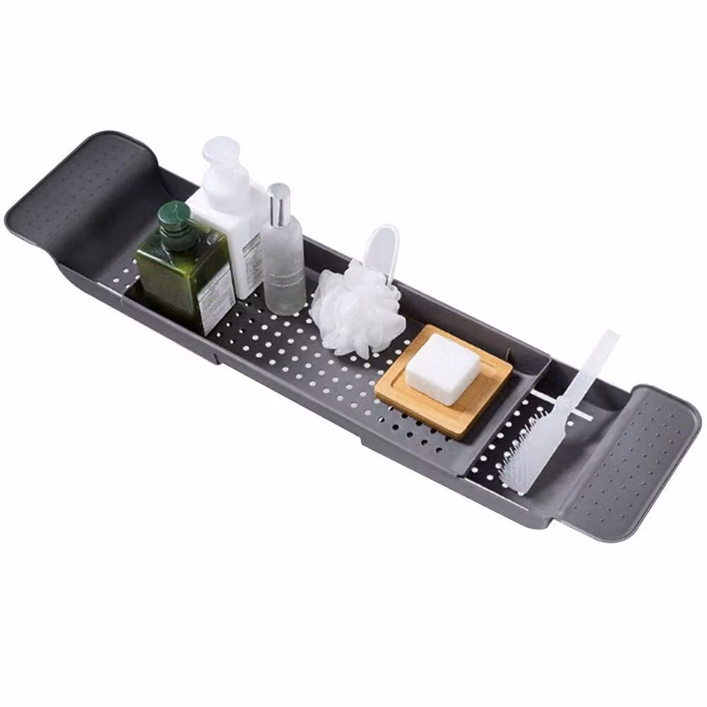 KORVIXA Adjustable Rustproof Over Bath Tub Hanging Rack in Dark Grey and Black – 3