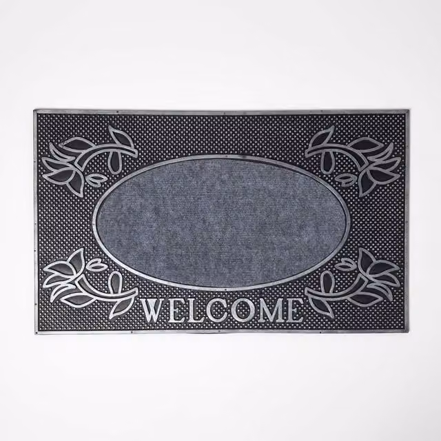 Homescapes Weatherproof and Washable Dotted Aluminium Door Mat, Silver/Grey, W: 75 cm, D: 45 cm