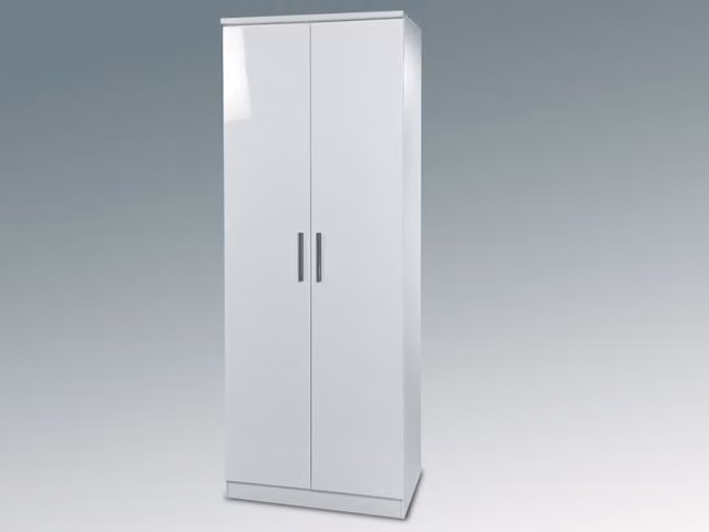 Welcome Knightsbridge White High Gloss 2 Door Tall Double Wardrobe