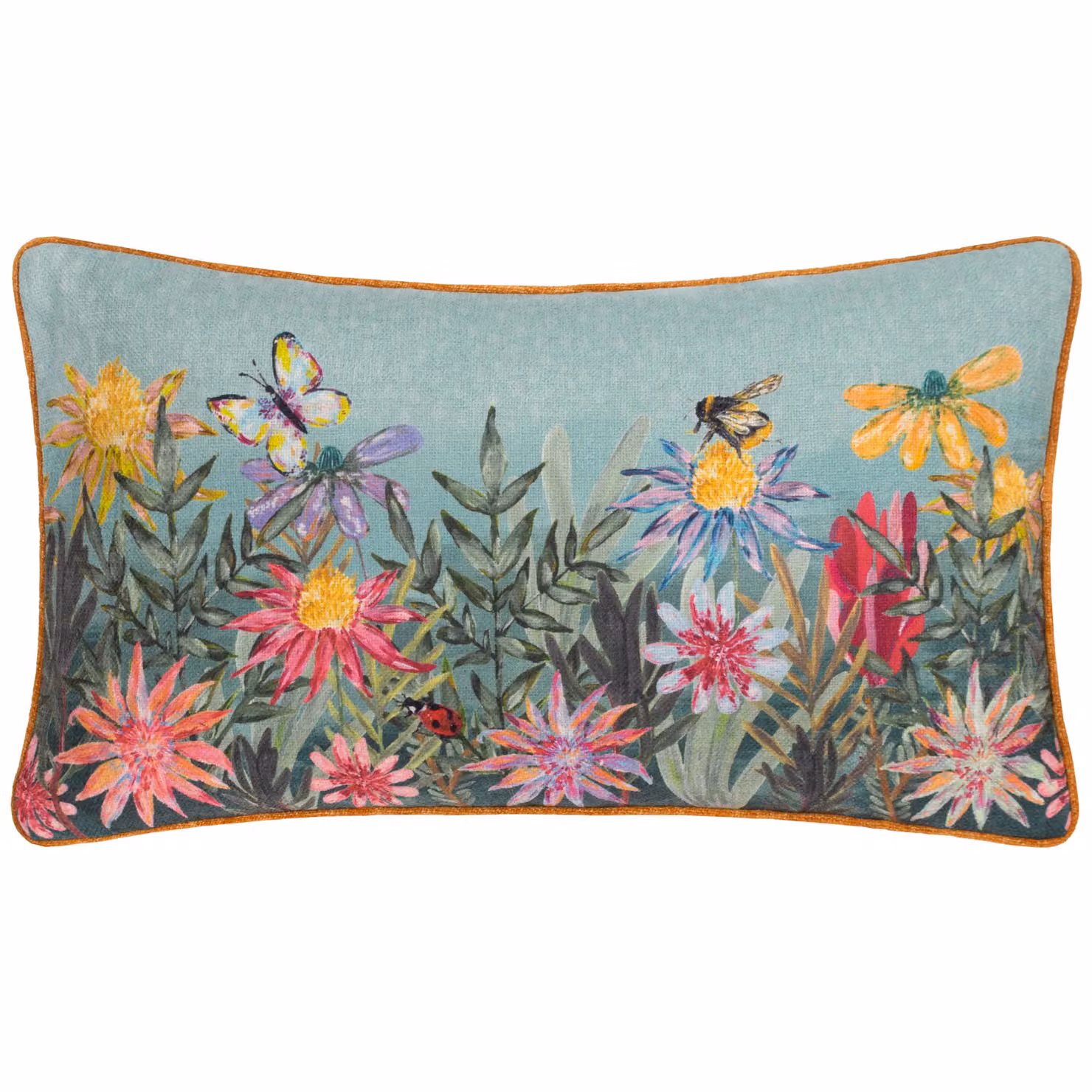 Wylder Country Wilds Blossom Meadow Floral Printed Polyester Filled Cushion in Blue, W: 50 cm, H: 30 cm – 2
