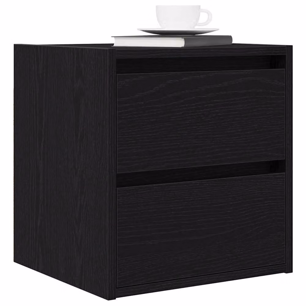Berkfield Home Set of 2 Wall-mounted Bedside Cabinets in Black Oak, W/D/H: 38 x 34 x 40 cm – 3