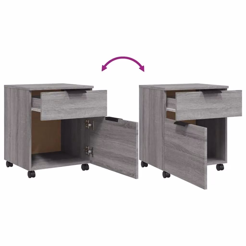 Berkfield Home Mobile File Cabinet in Grey Sonoma with Castors, W: 45 cm, D: 38 cm, H: 54 cm – 4