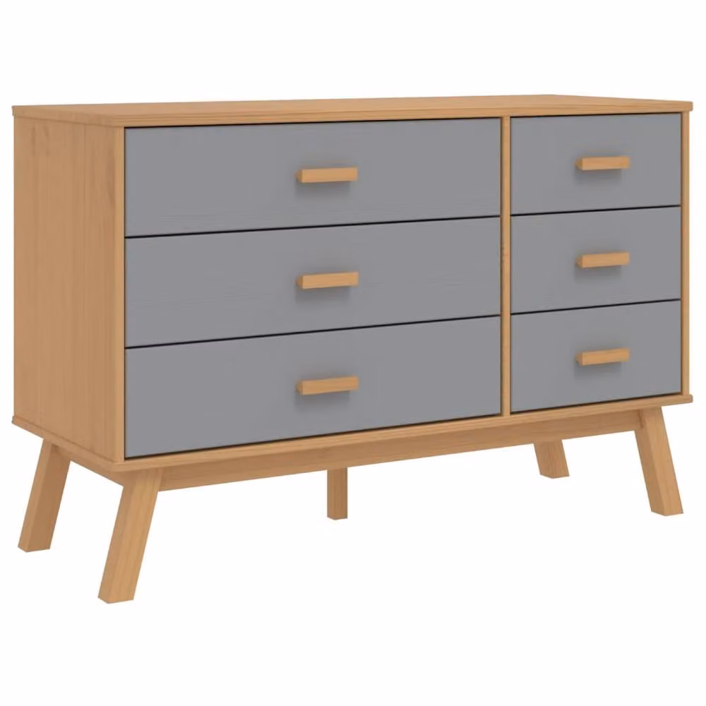 Berkfield Home Beautiful Olden Drawer Cabinet in Grey and Brown Solid Wood Pine, W/D/H: 73.5 x 42.0 x 111.0 cm – 2