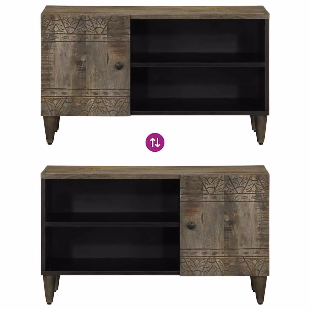 Berkfield Home Light Grey Mango Wood TV Cabinet W: 80 cm, D: 31.5 cm, H: 46 cm – 4