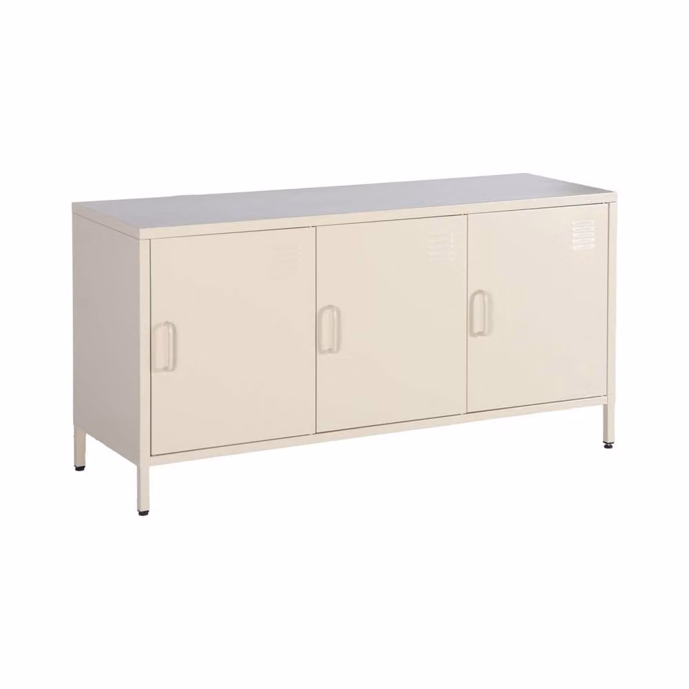 sweeek Industrial Metal TV Stand with 3 Doors, Beige, W: 120 cm, D: 43 cm, H: 60 cm – 2