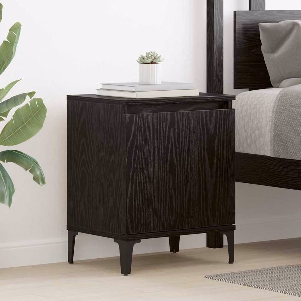 Berkfield Home Black Oak Nightstand, Black, W/D/H: 40 x 30 x 50 cm – 2