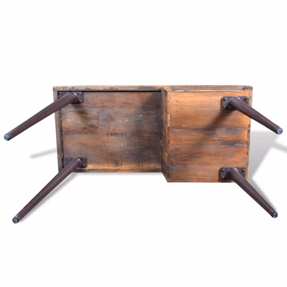 Berkfield Home Vintage Reclaimed Wood Writing Desk with Iron Legs in Brown and Multicolour – 2