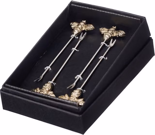 Selbrae House Bee in Metallics Gold Polished Metal Olive Pick Fork