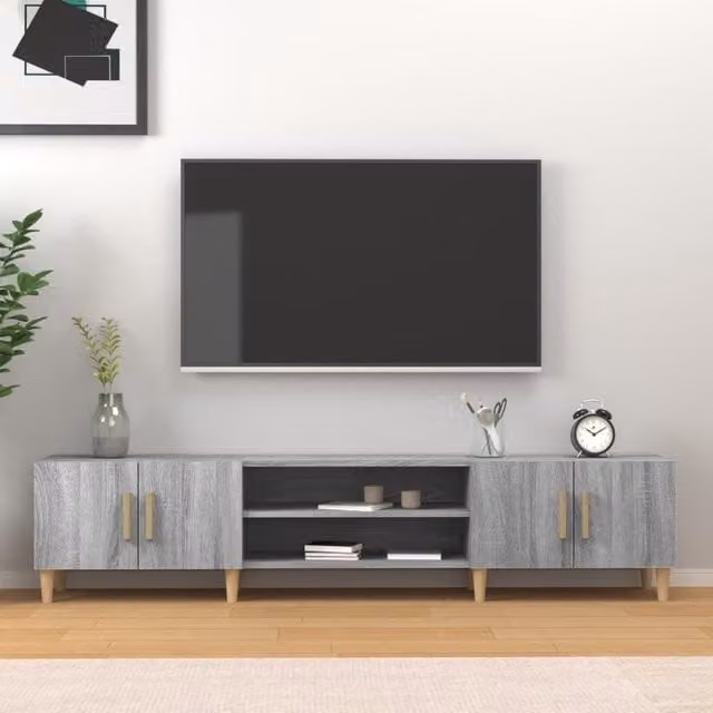 Berkfield Home Grey Sonoma TV Cabinet in Engineered Wood W: 180 cm, D: 31.5 cm, H: 40 cm